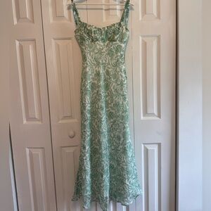Margo Midi Dress - Green Flower